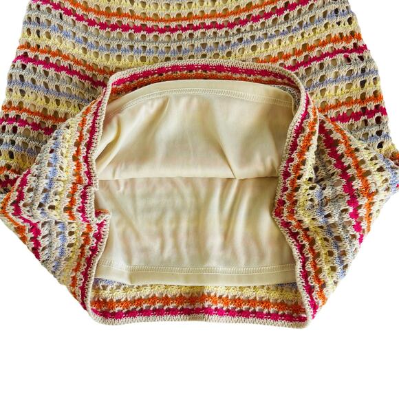 Francesca’s Alethea Multicolor Stripe Crochet Boho Mini Dress Cover Up Medium - Picture 6 of 9